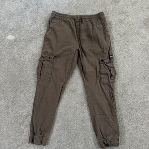 Wesc Cargo Jogger Pants L Solid Brown Slim Utility Streetwear Elastic Hem Unisex